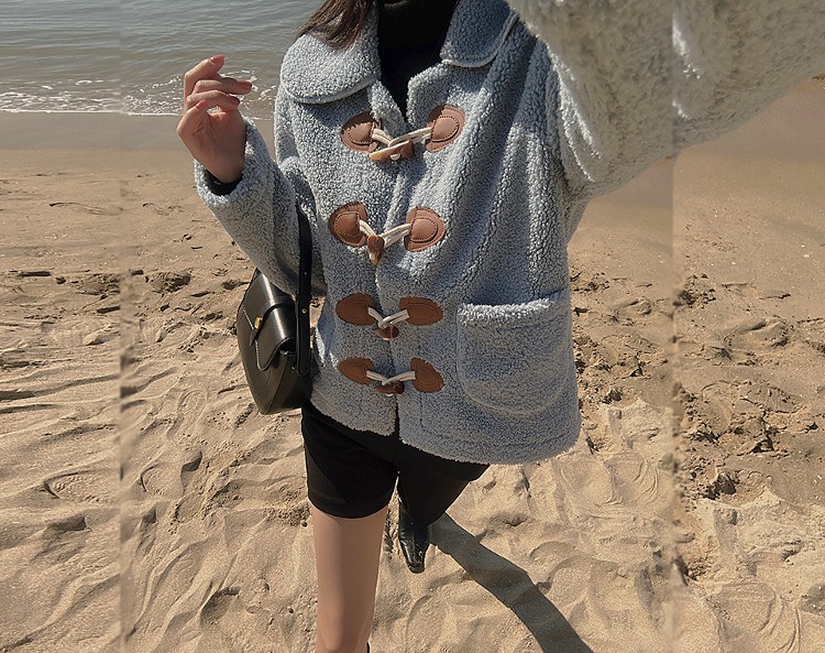 크리브롱 양털 카라넥 더플 숏 자켓 (무스탕안감) | 리리앤코